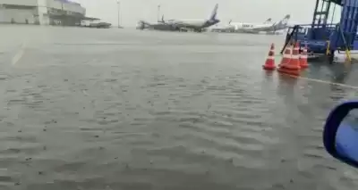 बारिश से जलभराव के बावजूद इंदिरा गांधी अंतर्राष्ट्रीय हवाईअड्डे में उड़ान जारी