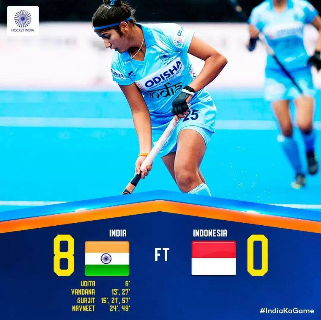 भारतीय महिला हाकी टीम ने एशियाई खेलों में इंडोनेशिया को 8.0 से हराया
