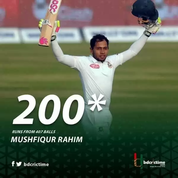 BANvsZIM Mushfiqur Rahim ने टेस्ट मैच में Zimbabwe के खिलाफ जड़ा दोहरा शतक