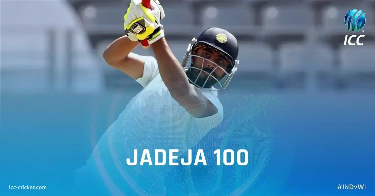 INDvWI Ravindra Jadeja ने टेस्ट में जड़ा पहला शतक West Indies को मिला 649 रनों का विशाल लक्ष्य