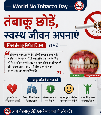World No Tobacco Day: तंबाकू छोड़ें, स्वस्थ जीवन अपनाएं" विश्व तंबाकू निषेध दिवस पर ओरो-डेंटल सर्जन डॉ. एम. शहीक का विशेष संदेश