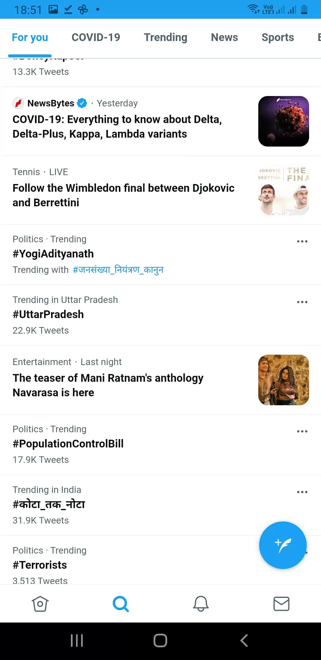 Trending tweet of india