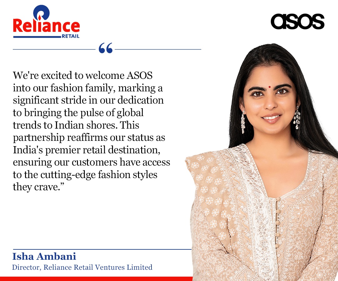 Reliance Retail will sell the products of British fashion company ASOS in India.