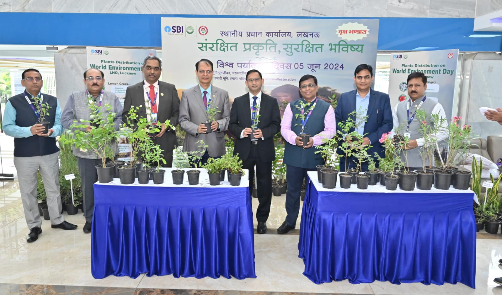 Chief General Manager, State Bank of India, Lucknow Circle, Sharad S. Chandak distributed 500 saplings of different varieties to all the staff members to plant in their premises