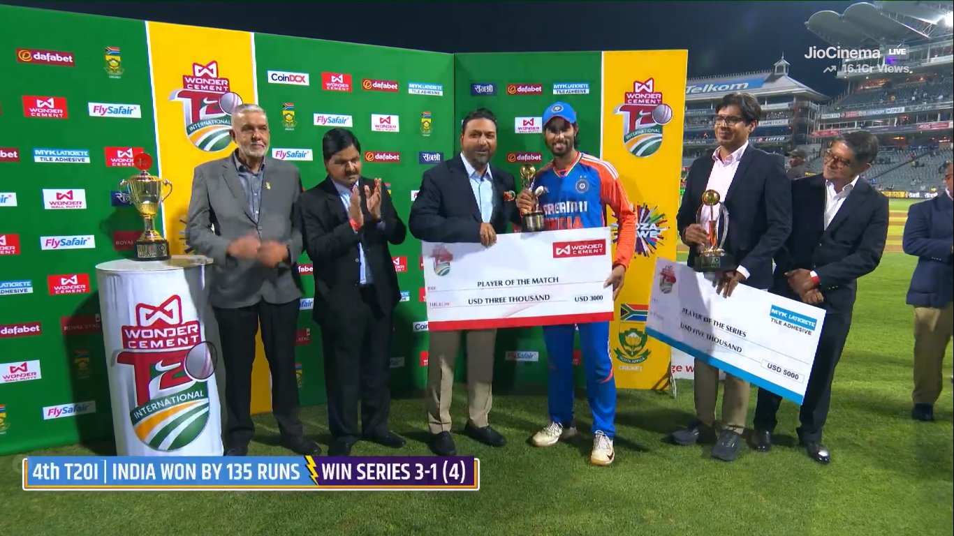 RSA v IND 4th T20I : Know who became Player of the Series