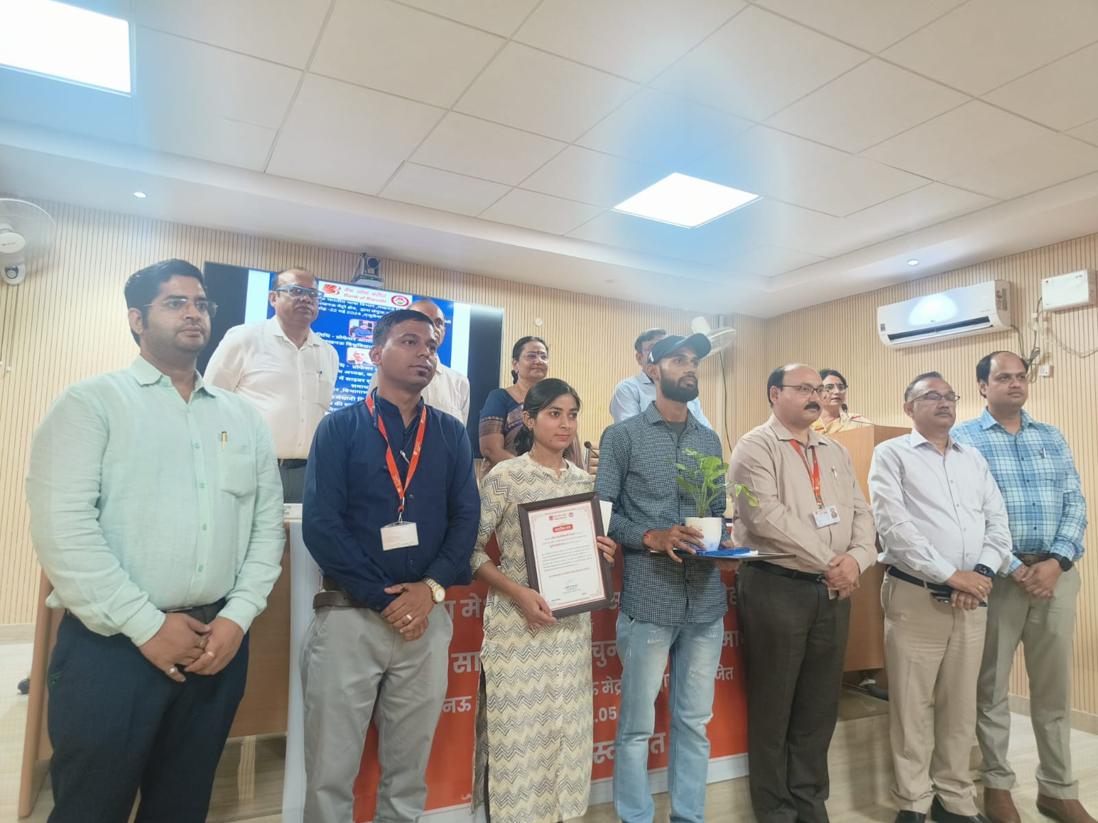 Student Mohini Patel and student Akash Kumar were honored with cash amount of Rs 11000 and Rs 7500 respectively and a citation by Bank of Baroda.
