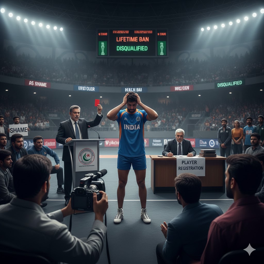 उबैदुल्लाह राजपूत पर अनिश्चितकालीन प्रतिबंध  पाकिस्तान कबड्डी महासंघ ने इस मामले को लेकर एक आपात बैठक बुलाई, जिसके बाद उबैदुल्लाह राजपूत पर अनिश्चितकालीन प्रतिबंध लगाने का निर्णय लिया गया। महासंघ ने उन्हें बिना अनिवार्य अनापत्ति प्रमाण पत्र (NOC) के टूर्नामेंट में हिस्सा लेने और विदेश यात्रा करने का दोषी ठहराया है।  पीकेएफ के सचिव राणा सरवर ने बताया कि राजपूत को अनुशासनात्मक समिति के समक्ष अपील करने का अधिकार रहेगा। समाचार एजेंसी पीटीआई के अनुसार, सरवर ने कहा कि महासंघ ने इस बात को गंभीरता से लिया कि राजपूत न केवल बिना एनओसी के विदेश गए, बल्कि उन्होंने एक भारतीय टीम का प्रतिनिधित्व किया, उसकी जर्सी पहनी और एक मैच जीतने के बाद भारतीय ध्वज को कंधों पर लपेटते हुए भी दिखाई दिए।  राजपूत ने पहले दी थी सफाई  घटना सामने आने के बाद उबैदुल्लाह राजपूत ने अपनी सफाई में माफी मांगते हुए कहा था कि उन्हें बहरीन के इस निजी टूर्नामेंट में आमंत्रित किया गया था और वह एक निजी टीम का हिस्सा थे। राजपूत के अनुसार, उन्हें बाद में जानकारी मिली कि जिस टीम में उन्हें शामिल किया गया था, उसका नाम भारतीय टीम बताया जा रहा है। उन्होंने दावा किया कि उन्होंने उसी समय आयोजकों से आग्रह किया था कि भारत और पाकिस्तान के नाम का इस्तेमाल न किया जाए।