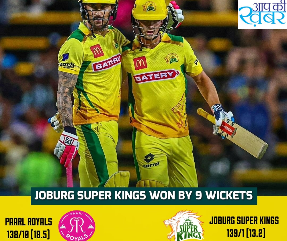 SA20 2024 :&nbsp;Leus du Plooy&nbsp; और Faf du Plessis के अर्धशतक से&nbsp;Joburg Super King ने&nbsp;Paarl Royals&nbsp;को इतने विकेटों से हराया&nbsp;