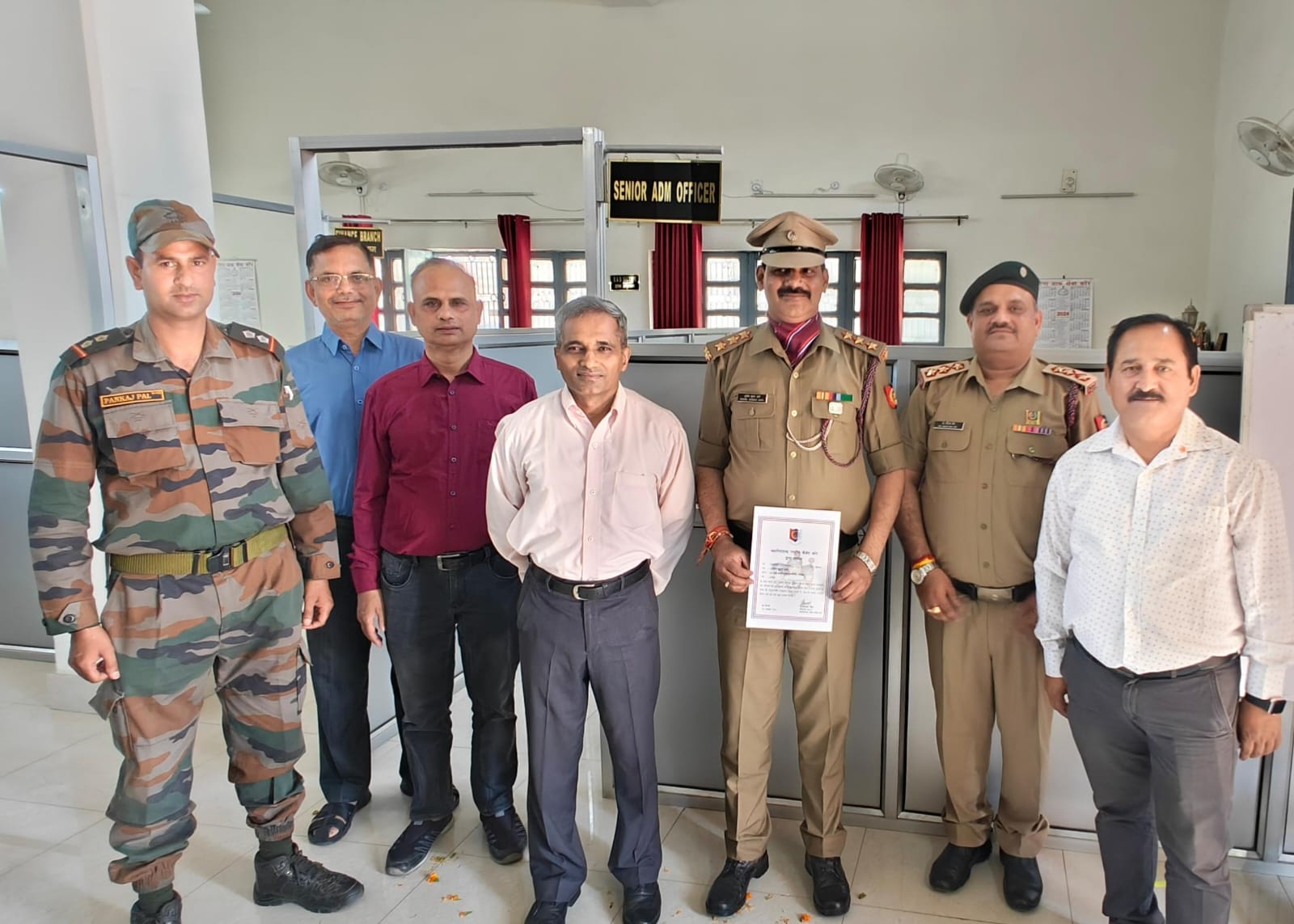Captain Sushil Kumar Arya honored with Director General NCC appreciation letter