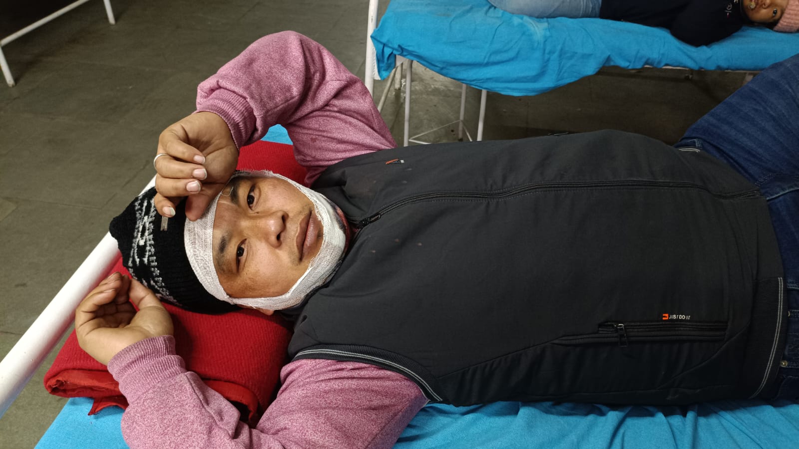 A private bus overturned while trying to save a stray cow; 19 people, including Nepalese passengers, were injured.