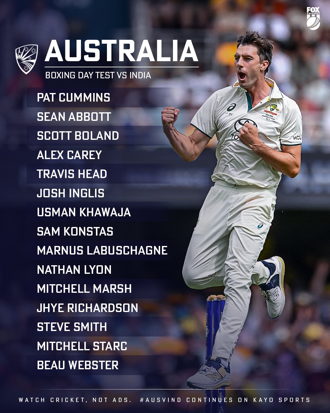 IND vs AUS 4th test squad players list : &nbsp;ऑस्ट्रेलिया ने भारत के खिलाफ टेस्ट सीरीज के आखिरी दो मैच के लिए अपनी टीम की घोषणा कर दी
