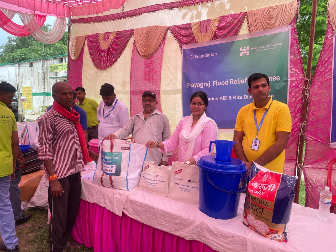 HCL Foundation and Ankur Yuva Chetna Shivir organized relief campaign for flood victims in Prayagraj