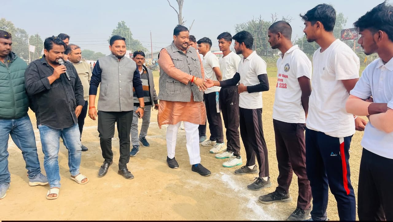 In the Dharampur Premium League, Chairman Dr. Dhirendra Pratap Singh 'Dhiru' boosted the morale of the players.