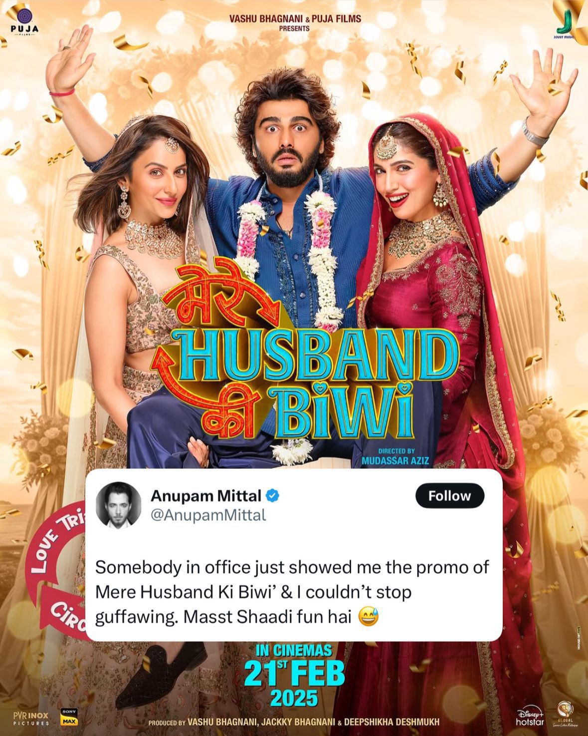 Mere Husband Ki Biwi Official Trailer :&nbsp;अनुपम मित्तल ने 'मेरे हसबैंड की बीवी' के अनोखे ट्रेलर पर अपनी प्रतिक्रिया दी: हंसी रोक नहीं पाया'