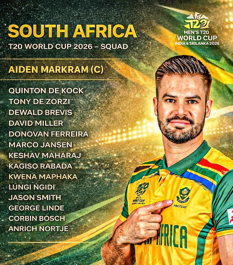 ICC T20 World Cup 2026: South Africa announced its squad
