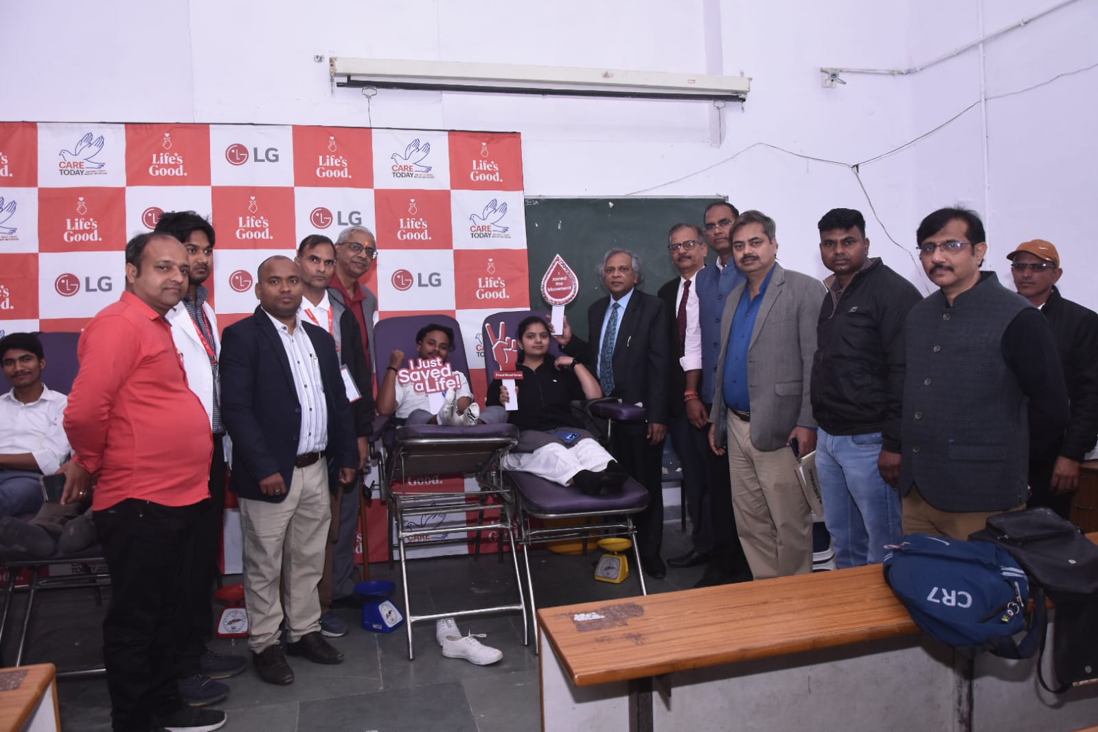 The blood donation camp was organized in collaboration with the NSS, Rovers Rangers and NCC units of the college