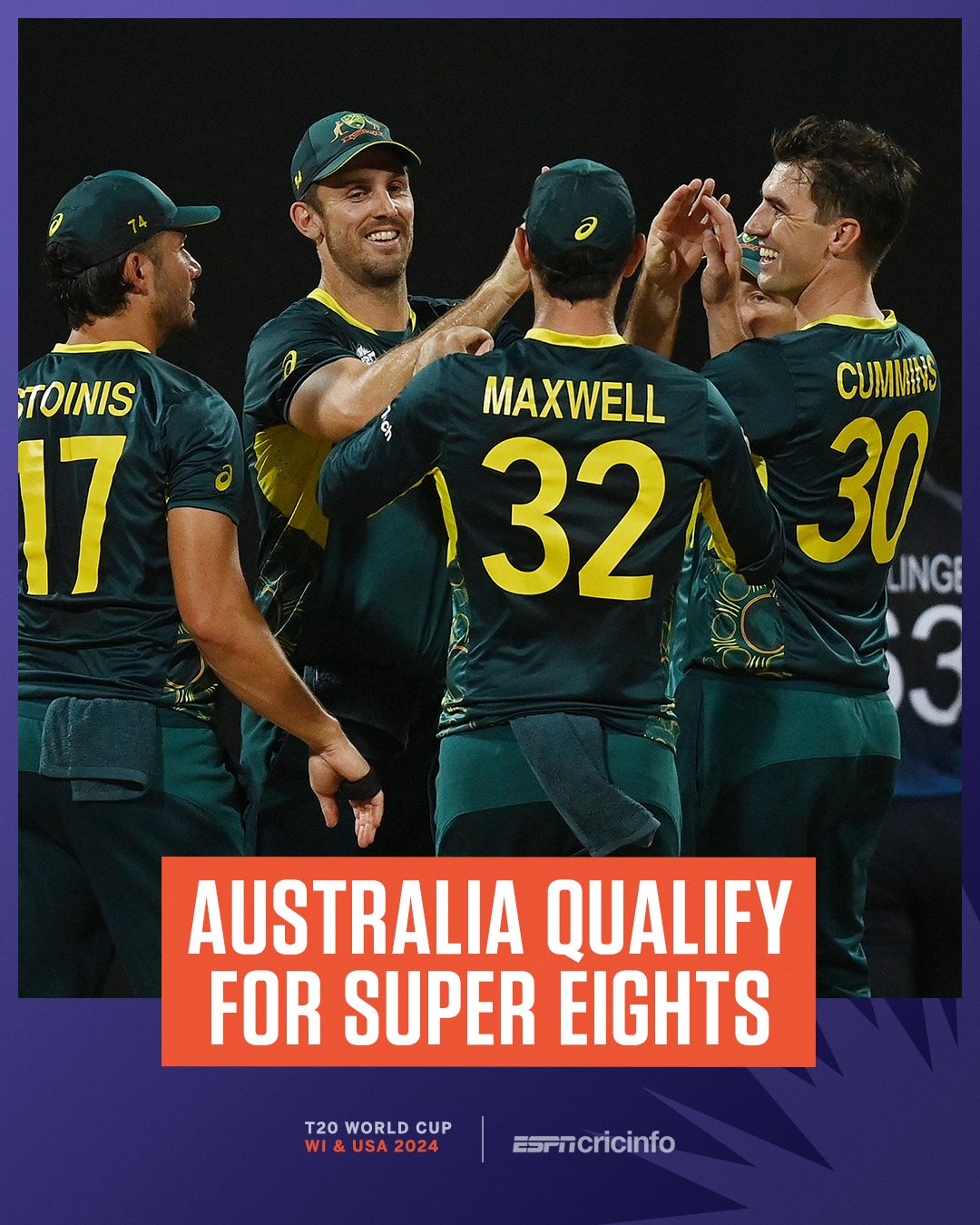 AUS vs NAM T20 World Cup 2024 Highlight : टी-20 विश्व कप के 24वे मुकबले में ऑस्ट्रेलिया ने  नामीबिया को इतने विकेट से हराया 