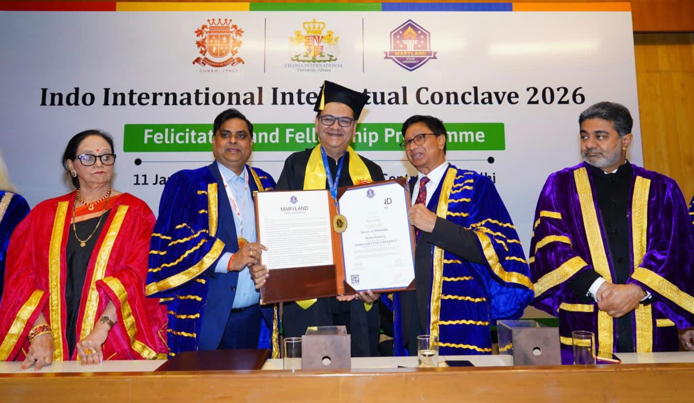 मैरीलैंड स्टेट यूनिवर्सिटी ने स्वर्ण पदक सहित मानद पीएचडी से किया सम्मानित नई दिल्ली में दीक्षांत समारोह, देश-विदेश के शिक्षाविद् और उद्योग जगत के दिग्गज रहे उपस्थित