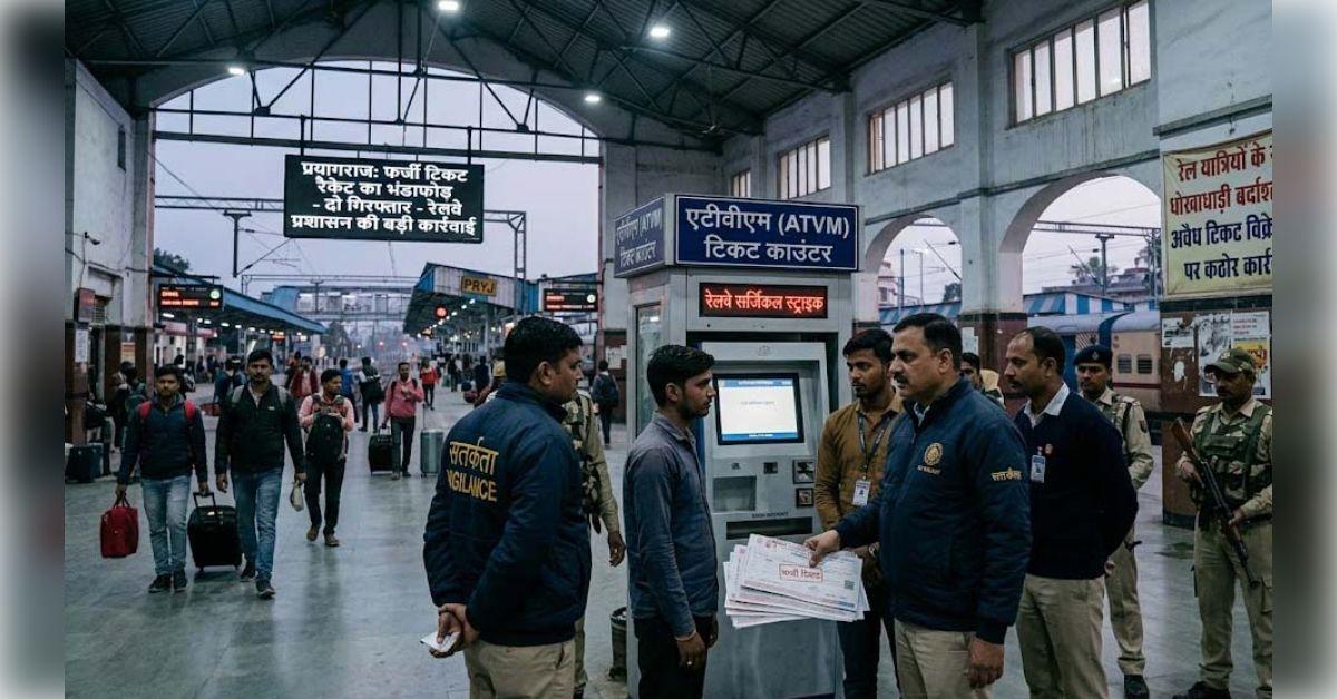 रेलवे की 'सर्जिकल स्ट्राइक': प्रयागराज में फर्जी टिकट गिरोह का भंडाफोड़, दो एटीवीएम फैसिलिटेटर गिरफ्तार