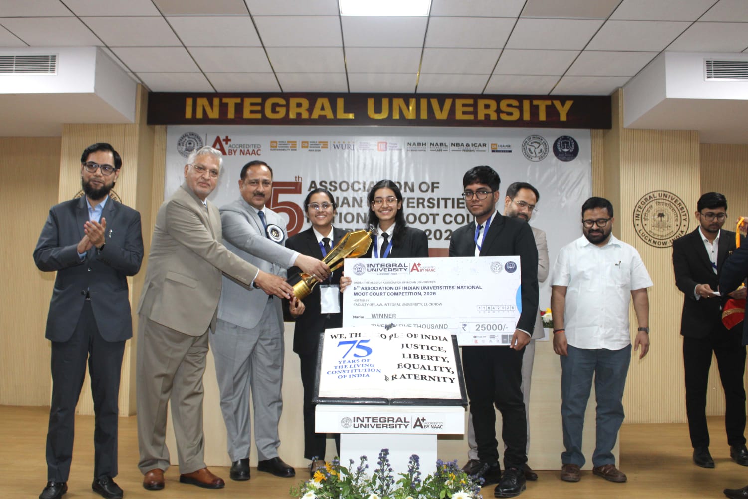 BHU Triumphs in a Close Contest After rigorous rounds of legal arguments and intense research presentations, the team from Banaras Hindu University (BHU) emerged as the national champions. The winning team was honored with a cash prize of ₹25,000, alongside trophies and medals. Chandigarh University secured the runner-up position, walking away with a cash prize of ₹11,000.  Judged by Eminent Legal Luminaries The final round was presided over by a distinguished panel of adjudicators who tested the participants' logical reasoning and courtroom composure. The panel included:  Hon&rsquo;ble Justice Faiz Alam Khan (Judicial Member, National Company Law Appellate Tribunal)  Advocate Anas Tanwir  Prof. Varun Chhachhar (Lucknow University)  Recognizing Individual Excellence The competition celebrated outstanding performances across various categories, highlighting the diverse skills required in the legal profession:  Best Researcher: Dr. Ram Manohar Lohia National Law University (RMLNLU).  Best Memorial: Army Institute of Law.  Best Speaker: Mallika Chadha (Lovely Professional University).  Award for Inspiring Excellence: Aligarh Muslim University (AMU).  Best Regional Team: Babasaheb Bhimrao Ambedkar University (BBAU).  A Blend of Academics and Culture The valedictory ceremony was presided over by Dr. Syed Nadeem Akhtar, Hon&rsquo;ble Pro-Chancellor of Integral University. He lauded the participants for their exceptional advocacy skills. The event was graced by the presence of Vice-Chancellor Prof. Furqan Qamar and Prof. Naseem Ahmad, Dean of the Faculty of Law.  Beyond the courtroom battles, the event featured a cultural interlude on April 10, highlighted by a soulful ghazal performance by Shailly Kapoor, providing a moment of relaxation for the competing teams.  Conclusion With 40 teams from premier universities across India participating, the AIU National Moot Court Competition 2026 reaffirmed Integral University's commitment to shaping the professional competencies of future legal practitioners. The event concluded with a grand award ceremony celebrating the academic rigor and dedication of the participants.