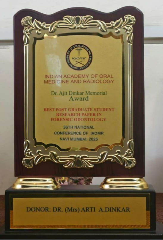 डॉ. अजित डी. डिंकर मेमोरियल अवॉर्ड का हुआ पहला ऐतिहासिक सम्मान